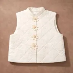 POTECHINO ポテチーノ 花モチーフ キルティングベスト アイボリー