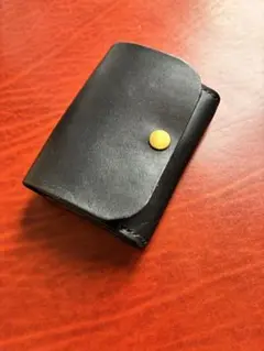 本革　黒　コンパクト財布　ミニウォレット　ハンドメイド