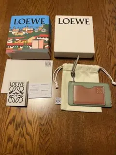 LOEWE レザー フラグメントケース グリーン/ブラウン