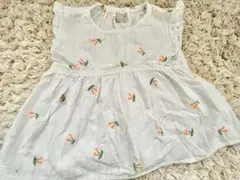petit main さくらんぼ刺繍 フリル袖トップス 90cm