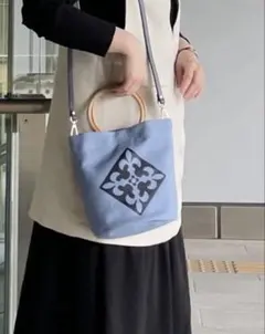 ラシット russet 2wayモノグラム　キャンバスバッグ　バンブー