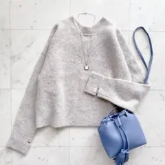 美品 リヴドロワ 手洗い可 ブークレー2WAYニット グレージュ ベージュ