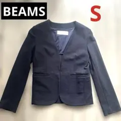 【美品】BEAMS LIGHTS ネイビーノーカラージャケット