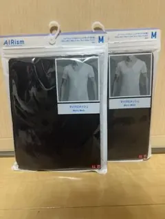 AIRism マイクロメッシュ　Vネック(半袖) ブラック　Mサイズ