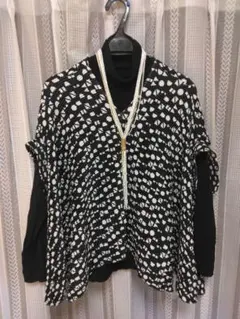 ☆センソユニコ芽風黒白ドットデザインオープンフロントベスト