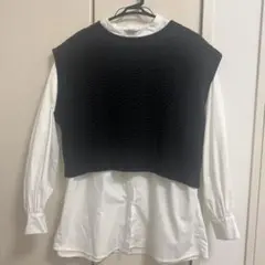 INGNI 黒 ニットベスト 波状編み