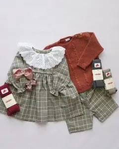 値下げ！Mebi チェック柄 フリル襟 長袖ワンピース