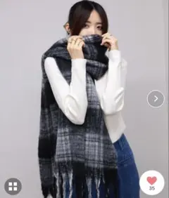 チェック柄 大判マフラー ストール