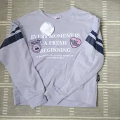 ラベンダー 長袖トレーナー ストライプデザイン