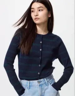 【UNIQLO】 メリノリブクルーネックショートカーディガンＬ新品未使用