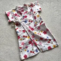 【ミキハウス】花柄ベビー甚平浴衣　綿100% 夏祭り　海　プール　ロンパース