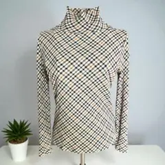 DAKS LONDON チェック柄 タートルネックトップス サイズ38 綿