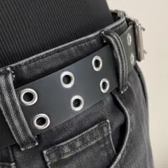 スタッズベルト　ブラック　ダブルピンベルト　y2k　黒　スケーター　男女兼用