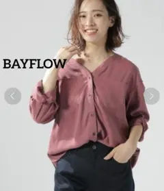 BAYFLOW 　Vネックスキッパーシャツ　2way 長袖 サイズ3　羽織り