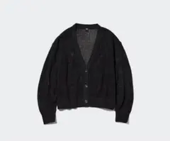UNIQLO メッシュ編み カーディガン M ブラック