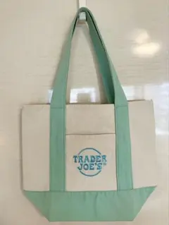 Trader Joe's ミニキャンバストートバッグミントグリーン　エコバッグのサムネイル