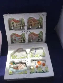 竹556:動物と家のデザイン陶器装飾品セット