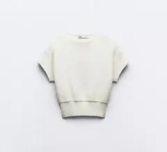 ショートスリーブ クロップド ニット トップス