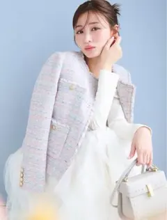 【美品】CELFORD セルフォード ツイードジャケット38サイズ パイピングデザインツイードジャケット(ジャケット・ブルゾン