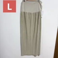 マタニティ プリーツ ロングスカート l