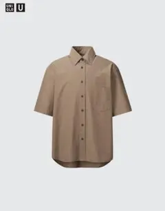 UNIQLO U 半袖チェックシャツ ブラウン