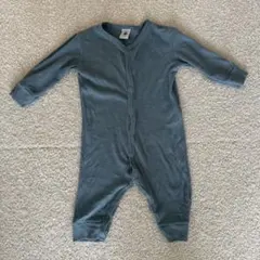 【PETIT BATEAU プチバトー】ロンパース 6M/67cm 青 緑　リブ
