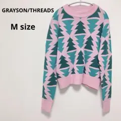 GRAYSON/THREADS ツリー柄 セーター ニット Mサイズ ピンク