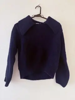 ZARA セーラーカラー ニット ネイビー Sサイズ 長袖のサムネイル