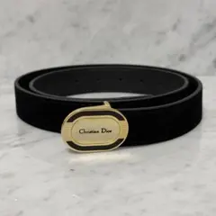 イタリア製 Christian Dior ベルト ブラック ゴールド スエード調のサムネイル