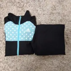 adidas 160 ジャケット・パンツセット 黒・水色