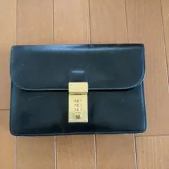 BALLY ブラックレザー クラッチバッグ