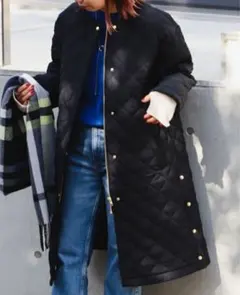 B:MING by BEAMS キルトロングコート ブラック