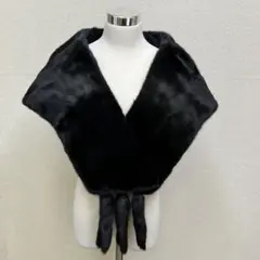 《美品》SAGA MINK サガミンク ミンク ショール　艶やかな黒　大判132