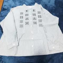 cloudnineストライプ 長袖 ブラウス 刺繍入りのサムネイル