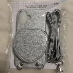 iPhone 16用 ショルダー付きハートスマホケース シルバー　スリーコインズ