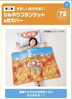 伊藤園　健康ミネラルむぎ茶　ひんやりブランケット＆枕カバーのサムネイル