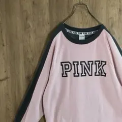 PINK スウェット　ビッグロゴ　デカロゴ　バイカラー　ピンク　グレー　IW19