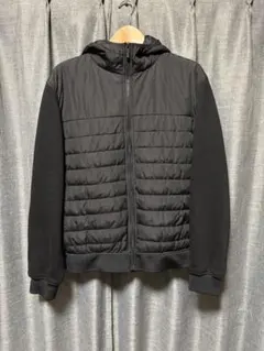 ZARA フード付きジャンパー ブラック　コンビキルティングジャケット