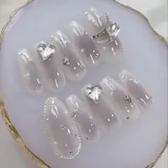 現品　ガーリー　ジェルネイル　ワンホン　韓国　量産型　ハート　ビジュー