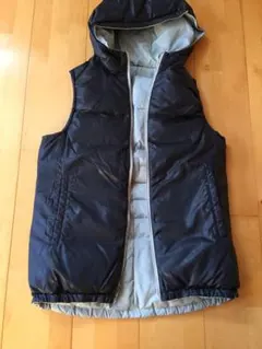 ダウンベスト ネイビー 薄いブルー リバーシブル レディース