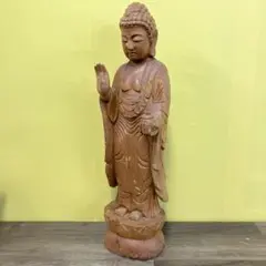 大型 観音菩薩 木彫 仏像 彫刻 開運 風水 置物 縁起物 インテリア 春山