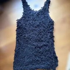 JEANASIS ブラック フリンジタンクトップ F