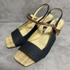 極美品【銀座ワシントン】（23）サンダル デニム スクエアトゥ バックストラップのサムネイル