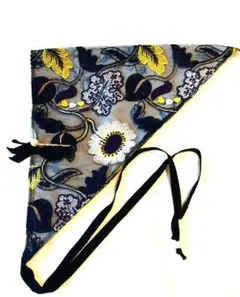 人気商品 花柄刺繍シフォン 三角巾 スカーフ バラクラバ リバーシブル