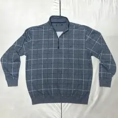 Golden Bear グレー チェック柄 ハーフジップセーター