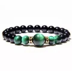 ✴️8mm グリーンタイガーアイ ブレスレット 数珠 開運✴️ゴールド✴️