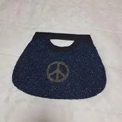 MOYNA クラッチバッグ ネイビー ビーズ装飾 平和のシンボル