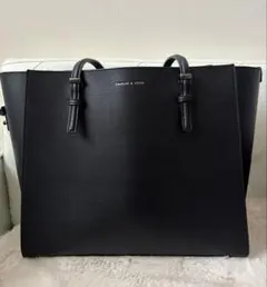 Charles&keith クラシックダブルハンドルトートバッグノワールビジネス