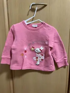 KP knit planner うさぎ刺繍トレーナー ピンク