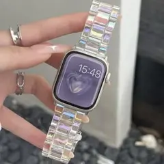 Apple Watch 38 40 41mm クリア虹色バンド